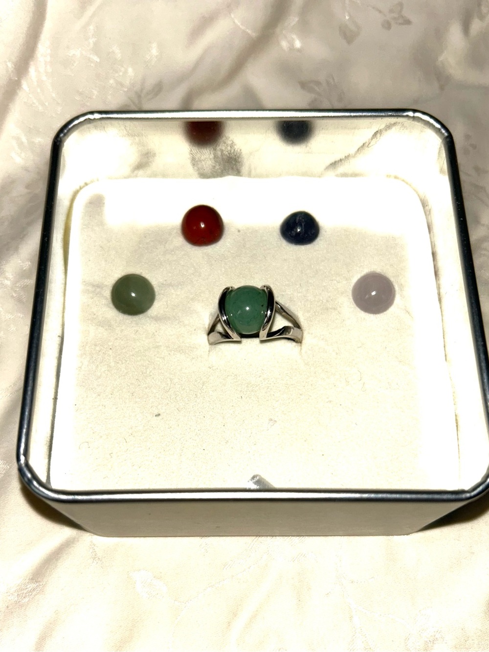 Vintage Sterling Silver Interchangeable Gemstone Ring- 5 colors